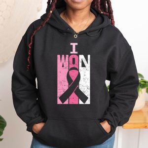 I Won Breast Cancer Awareness Support Pink Ribbon Survivor Hoodie 1 4