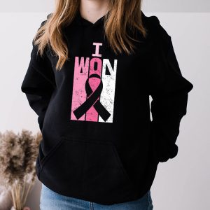 I Won Breast Cancer Awareness Support Pink Ribbon Survivor Hoodie 3 4