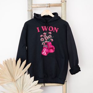 I Won Breast Cancer Awareness Support Pink Ribbon Survivor Hoodie 4 1