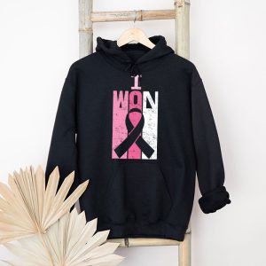 I Won Breast Cancer Awareness Support Pink Ribbon Survivor Hoodie 4