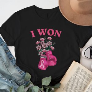 I Won Breast Cancer Awareness Support Pink Ribbon Survivor T Shirt 1 5