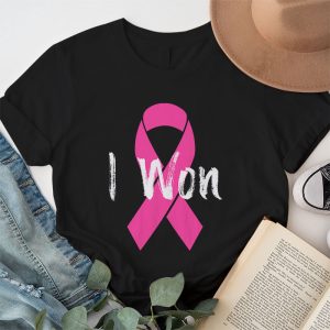 I Won Breast Cancer Awareness Support Pink Ribbon Survivor T Shirt 1 7