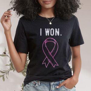 I Won Breast Cancer Awareness Support Pink Ribbon Survivor T Shirt 2 6