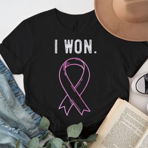 I Won Breast Cancer Awareness Support Pink Ribbon Survivor T Shirt 3 2