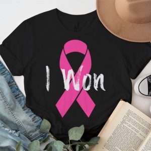 I Won Breast Cancer Awareness Support Pink Ribbon Survivor T Shirt 3 3