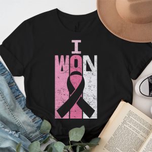 I Won Breast Cancer Awareness Support Pink Ribbon Survivor T Shirt 3