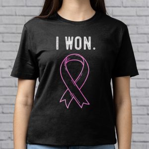 I Won Breast Cancer Awareness Support Pink Ribbon Survivor T Shirt 3 6