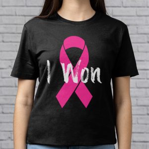 I Won Breast Cancer Awareness Support Pink Ribbon Survivor T Shirt 3 7