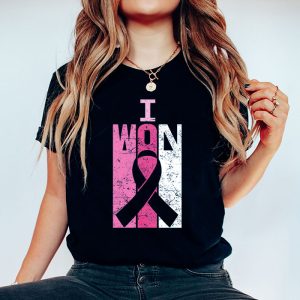 I Won Breast Cancer Awareness Support Pink Ribbon Survivor T Shirt 4