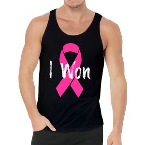 I Won Breast Cancer Awareness Support Pink Ribbon Survivor Tank Top 3 3