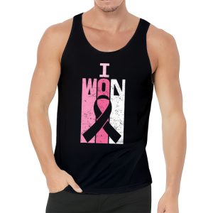 I Won Breast Cancer Awareness Support Pink Ribbon Survivor Tank Top 3