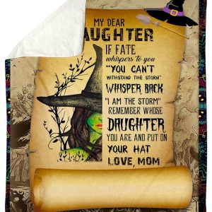 If Fate Whispers To You Halloween Mom To Daughter Personalized Custom Name Text Fleece Blanket | Gift For Daughter