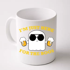 I'm Just Here For The Boos Funny Halloween Beer Ghost Emoji Coffee Mug