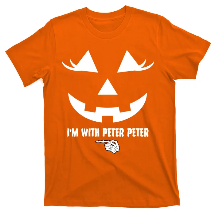 I'm With Peter Peter Skeleton Hand Pointing Matching Halloween Unisex T-Shirt For Adult Kids