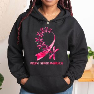 In October We Wear Pink Breast Cancer Awareness Dragonfly Hoodie 1 1