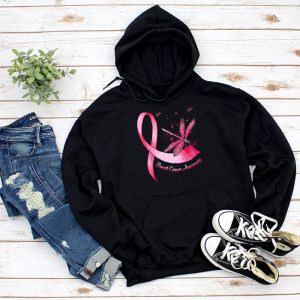 October Breast Cancer Month Breast Cancer Awareness Ribbon Dragonfly Hoodie 1