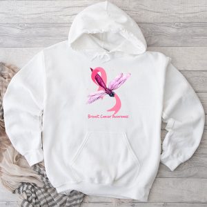 October Breast Cancer Month Breast Cancer Awareness Ribbon Dragonfly Hoodie 3