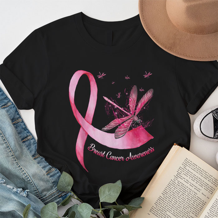 In October We Wear Pink Breast Cancer Awareness Dragonfly T Shirt 1