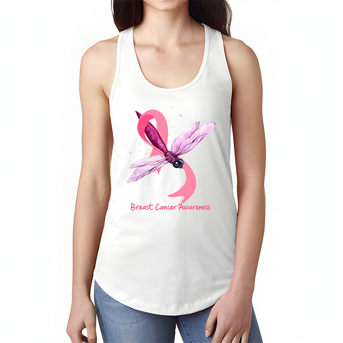 In October We Wear Pink Breast Cancer Awareness Dragonfly Tank Top 1 2