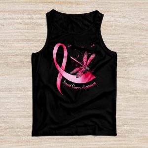 October Breast Cancer Month Breast Cancer Awareness Ribbon Dragonfly Tank Top 1