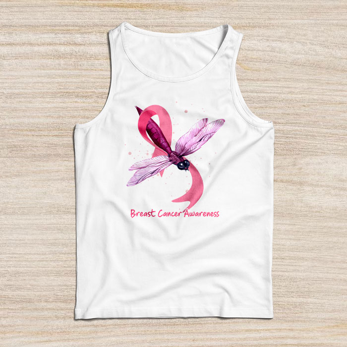 In October We Wear Pink Breast Cancer Awareness Dragonfly Tank Top