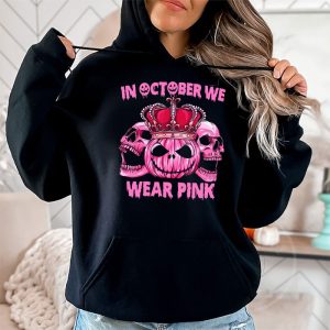 In October We Wear Pink Breast Cancer Pumpkin Halloween Hoodie 2