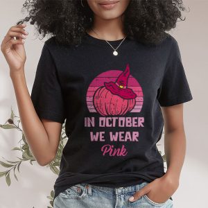 In October We Wear Pink Breast Cancer Pumpkin Halloween T Shirt 2 3