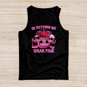 In October We Wear Pink Breast Cancer Pumpkin Halloween Tank Top