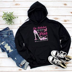 Breast Cancer Awareness Shirts October We Wear Pink Ribbon Hoodie 3
