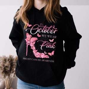 In October We Wear Pink Ribbon High Heel Breast Cancer Hoodie