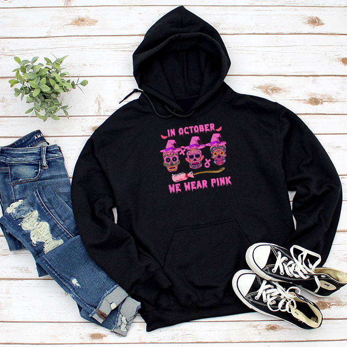 In October We Wear Pink Sugar Skull Hoodie Breast Cancer Hoodie
