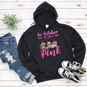 In October We Wear Pink Sugar Skull Hoodie Breast Cancer Hoodie 3 1