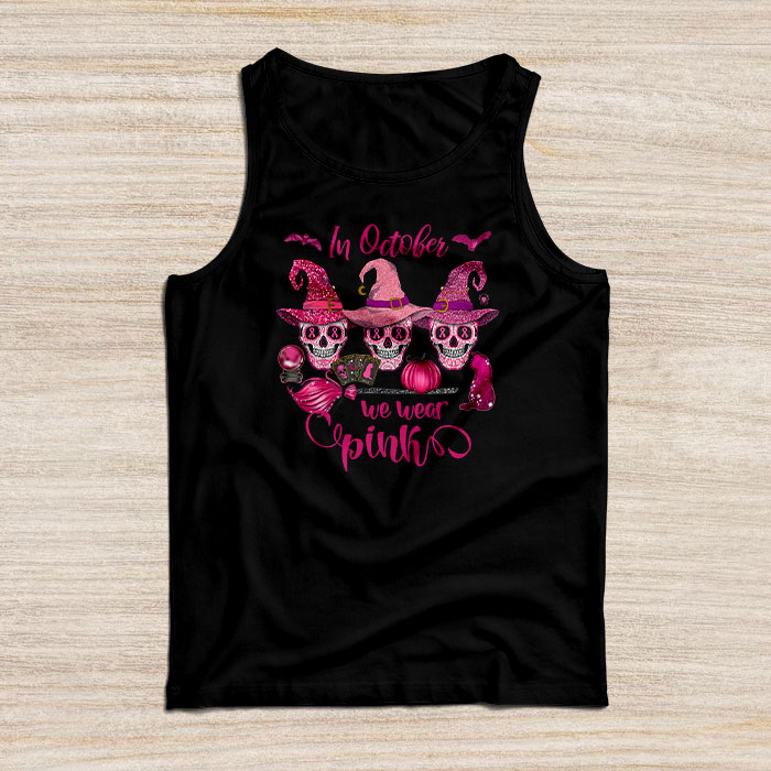 In October We Wear Pink Sugar Skull Tank Top Breast Cancer Tank Top