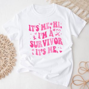 Pink Ribbon Breast Cancer Awareness It’s Me Hi I’m A Survivor T-Shirt 1