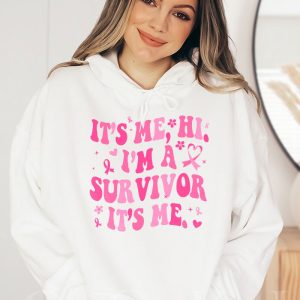 Its Me Hi Im Survivor Breast Cancer Awareness Pink Ribbon Hoodie 1