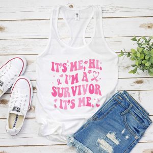 Its Me Hi Im Survivor Breast Cancer Awareness Pink Ribbon Tank Top 4