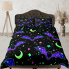 Moon Stars And Bat 90s Neon Halloween Bedding Hippie Retro Duvet Cover