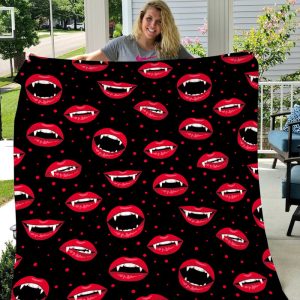 Mouth Halloween Gift Fleece Blanket