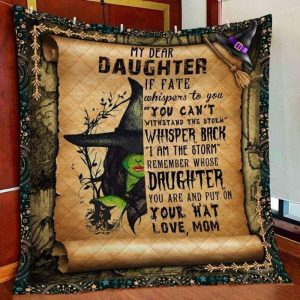 My Dear Daughter The Witch Halloween Personalized Custom Name Text Fleece Blanket