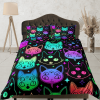 Mystic Cat 90s Neon Halloween Bedding Hippie Retro Duvet Cover Set