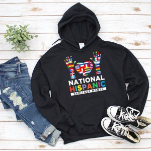 National Hispanic Heritage Month All Countries Flags Hearts Hoodie 2 1