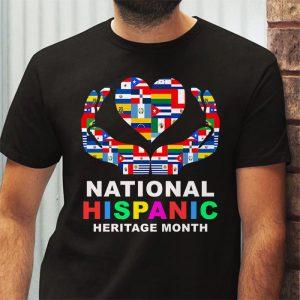 National Hispanic Heritage Month All Countries Flags Hearts T Shirt 3 1