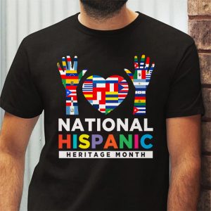 National Hispanic Heritage Month All Countries Flags Hearts T Shirt 3 2