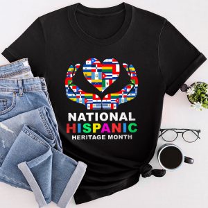 National Hispanic Heritage Month All Countries Flags Hearts T-Shirt