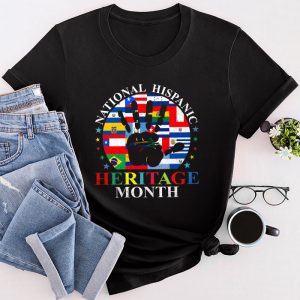 National Hispanic Heritage Month All Countries Flags Hearts Perfect T-Shirt 4