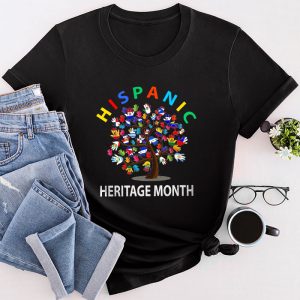 National Hispanic Heritage Month Hand Flag Tree Roots Latino T-Shirt 2