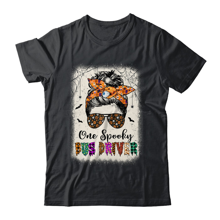 One-Spooky-Bus-Driver-Messy-Bun-Trick-Or-Treat-Halloween-Unisex-T-Shirt-For-Adult-Kids One Spooky Bus Driver Messy Bun Trick Or Treat Halloween Unisex T-Shirt For Adult & Kids