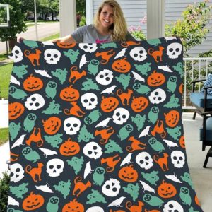 Owl Ghost Pumpkin Halloween Gift Fleece Blanket
