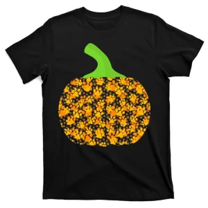 Paw Print Pumpkin Unisex T-Shirt For Adult Kids