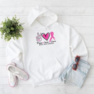 Peace Love Cure Pink Ribbon Cancer Breast Awareness Hoodie 1 9